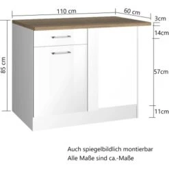 Held Möbel Küchen-Eckschrank Mailand 110 Cm Hochglanz Weiß/Weiß 10 Held Möbel Küchen-Eckschrank Mailand 110 Cm Hochglanz Weiß/Weiß -Küchenbedarf Geschäft 189937 11016600 VM 02