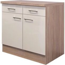 Flex-Well Exclusiv Unterschrank Orlando 80 Cm Kaschmir Glanz-Sonoma Eiche