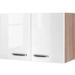 Flex-Well Exclusiv Oberschrank Valero 80 Cm X 55 Cm Hochglanz Weiß-Sonoma Eiche