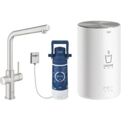 Grohe L-Auslauf Armatur Und Boiler Red Duo M-Size Supersteel