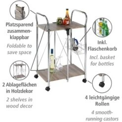 Wenko Servierwagen Liky Holzdekor Zusammenklappbar -Küchenbedarf Geschäft 686865 1068 11