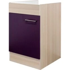 Flex-Well Exclusiv Spülen-Unterschrank Focus 50 Cm Akazie-Aubergine-Akazie