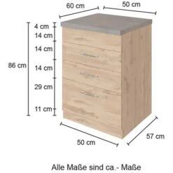 Held Möbel Kochfeldumbauschrank Sorrento 60 X 85 X 60 Cm 2 SK 1 AZ Weiß-Wotan. -Küchenbedarf Geschäft 853847 11016600 4