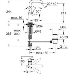 Grohe Einhand-Waschtischbatterie Essence L-Size Warm Sunset -Küchenbedarf Geschäft 963971 4520 2042195